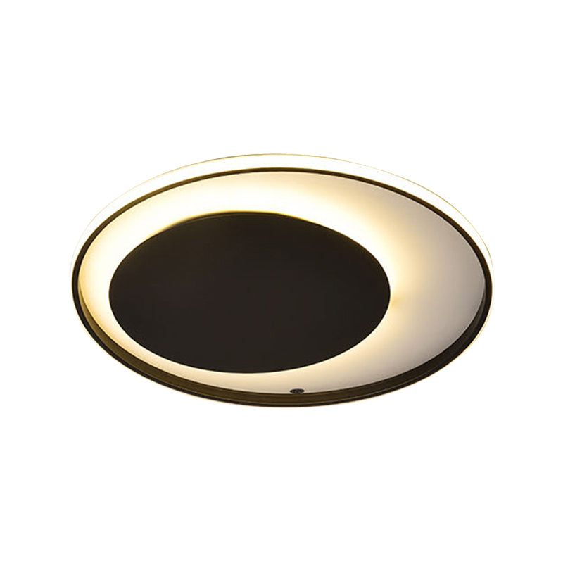 Black Circle Ceiling Lamp Simple Style Acrylic 18"/23.5" Wide LED Flush Mount Lighting in Warm/White Light Clearhalo 'Ceiling Lights' 'Close To Ceiling Lights' 'Close to ceiling' 'Flush mount' Lighting' 287027