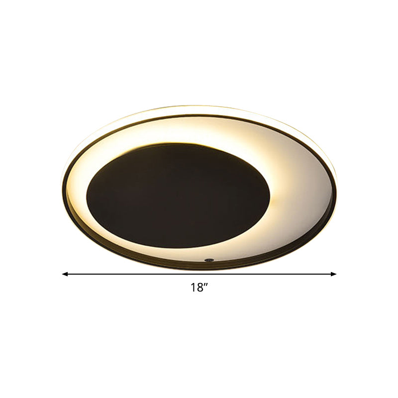 Black Circle Ceiling Lamp Simple Style Acrylic 18"/23.5" Wide LED Flush Mount Lighting in Warm/White Light Clearhalo 'Ceiling Lights' 'Close To Ceiling Lights' 'Close to ceiling' 'Flush mount' Lighting' 287028