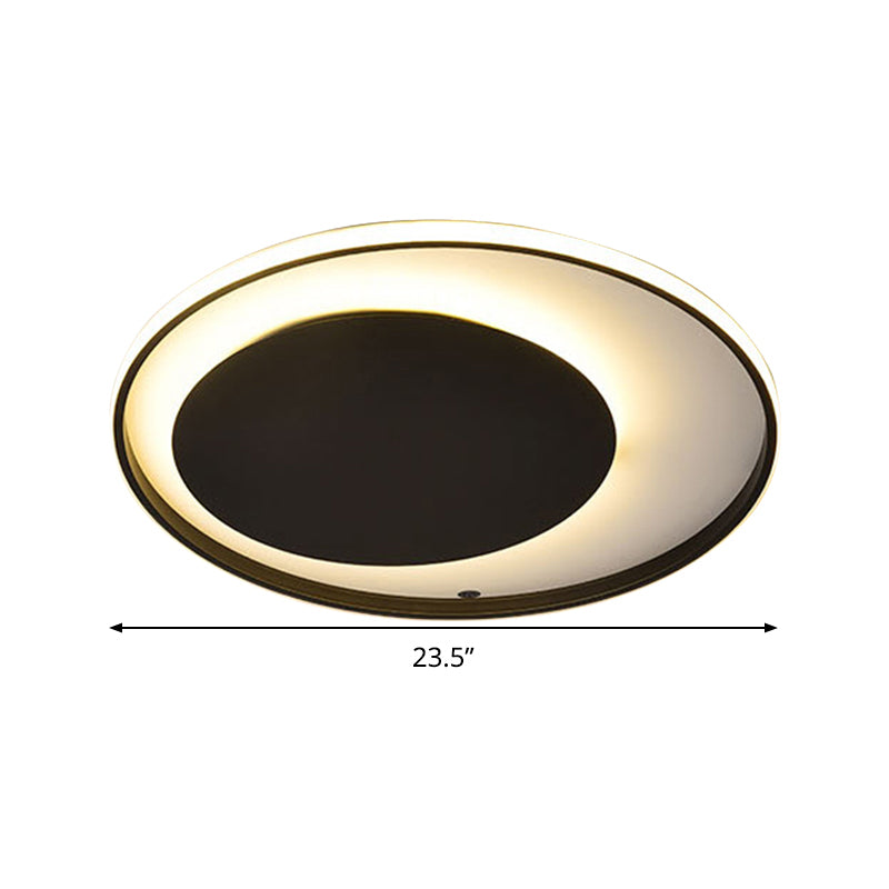 Black Circle Ceiling Lamp Simple Style Acrylic 18"/23.5" Wide LED Flush Mount Lighting in Warm/White Light Clearhalo 'Ceiling Lights' 'Close To Ceiling Lights' 'Close to ceiling' 'Flush mount' Lighting' 287029