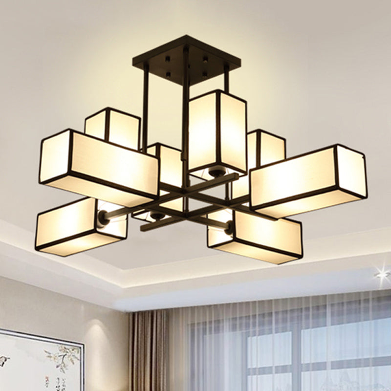 Traditional Rectangle Semi Flush Mount 8/10/12 Lights Metallic Ceiling Lighting in Black/Brass Clearhalo 'Ceiling Lights' 'Close To Ceiling Lights' 'Close to ceiling' 'Semi-flushmount' Lighting' 287100