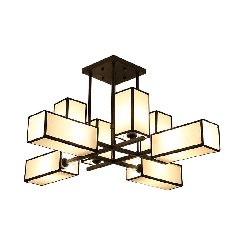 Traditional Rectangle Semi Flush Mount 8/10/12 Lights Metallic Ceiling Lighting in Black/Brass Clearhalo 'Ceiling Lights' 'Close To Ceiling Lights' 'Close to ceiling' 'Semi-flushmount' Lighting' 287102