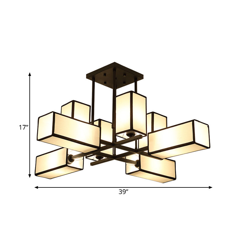 Traditional Rectangle Semi Flush Mount 8/10/12 Lights Metallic Ceiling Lighting in Black/Brass Clearhalo 'Ceiling Lights' 'Close To Ceiling Lights' 'Close to ceiling' 'Semi-flushmount' Lighting' 287103