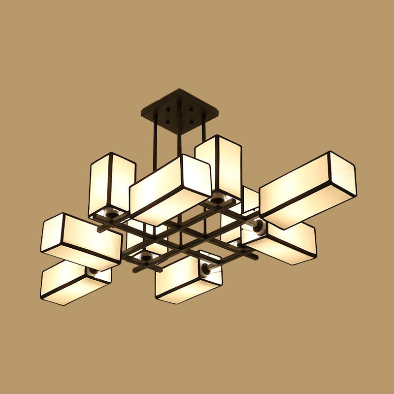 Traditional Rectangle Semi Flush Mount 8/10/12 Lights Metallic Ceiling Lighting in Black/Brass Clearhalo 'Ceiling Lights' 'Close To Ceiling Lights' 'Close to ceiling' 'Semi-flushmount' Lighting' 287106