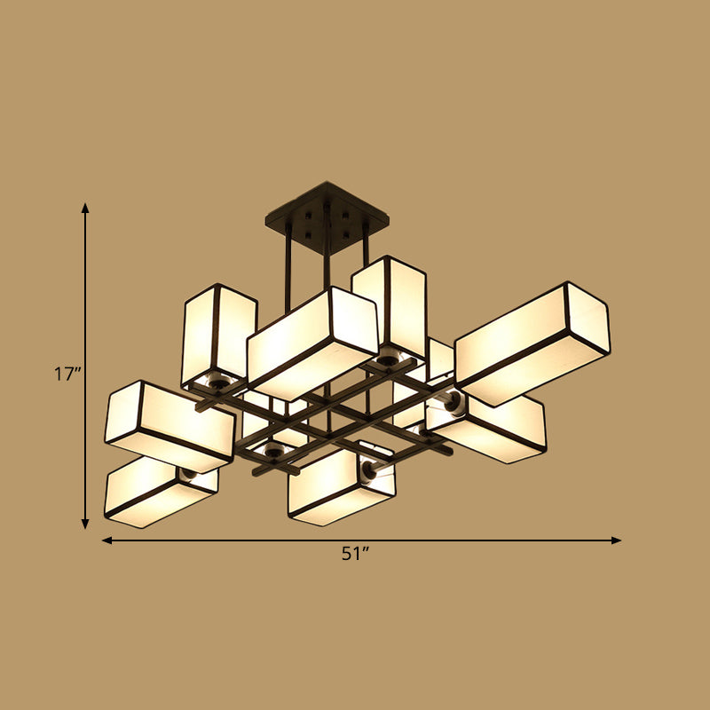 Traditional Rectangle Semi Flush Mount 8/10/12 Lights Metallic Ceiling Lighting in Black/Brass Clearhalo 'Ceiling Lights' 'Close To Ceiling Lights' 'Close to ceiling' 'Semi-flushmount' Lighting' 287107