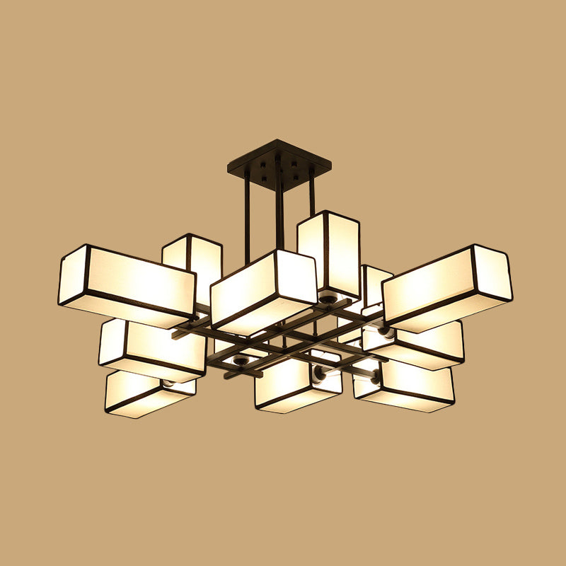 Traditional Rectangle Semi Flush Mount 8/10/12 Lights Metallic Ceiling Lighting in Black/Brass Clearhalo 'Ceiling Lights' 'Close To Ceiling Lights' 'Close to ceiling' 'Semi-flushmount' Lighting' 287110