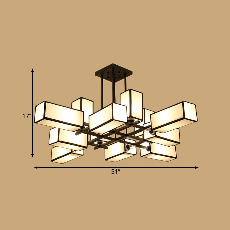 Traditional Rectangle Semi Flush Mount 8/10/12 Lights Metallic Ceiling Lighting in Black/Brass Clearhalo 'Ceiling Lights' 'Close To Ceiling Lights' 'Close to ceiling' 'Semi-flushmount' Lighting' 287111