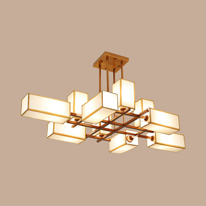 Traditional Rectangle Semi Flush Mount 8/10/12 Lights Metallic Ceiling Lighting in Black/Brass Clearhalo 'Ceiling Lights' 'Close To Ceiling Lights' 'Close to ceiling' 'Semi-flushmount' Lighting' 287116