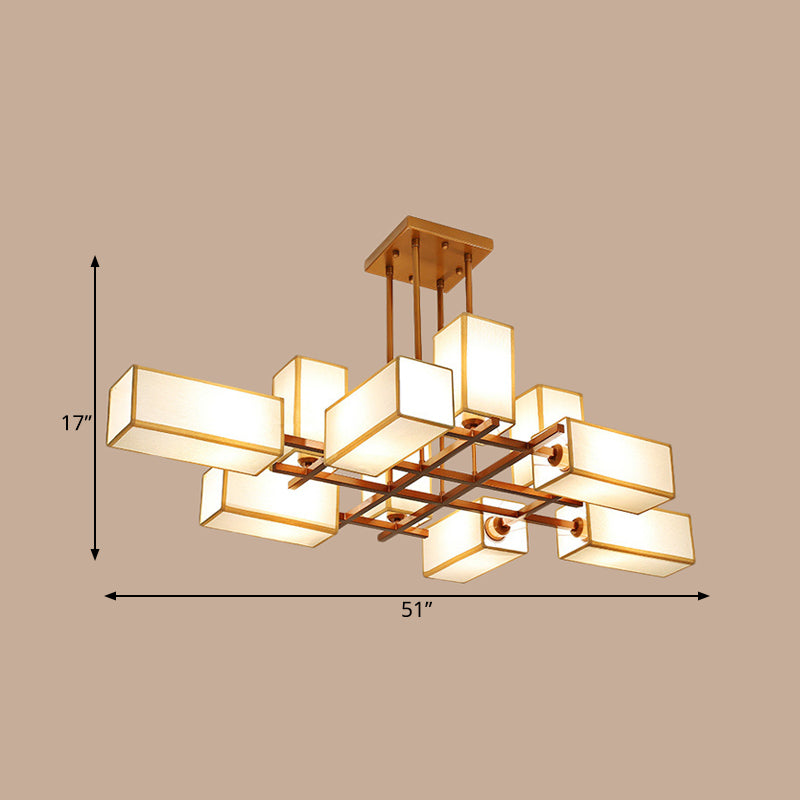 Traditional Rectangle Semi Flush Mount 8/10/12 Lights Metallic Ceiling Lighting in Black/Brass Clearhalo 'Ceiling Lights' 'Close To Ceiling Lights' 'Close to ceiling' 'Semi-flushmount' Lighting' 287117