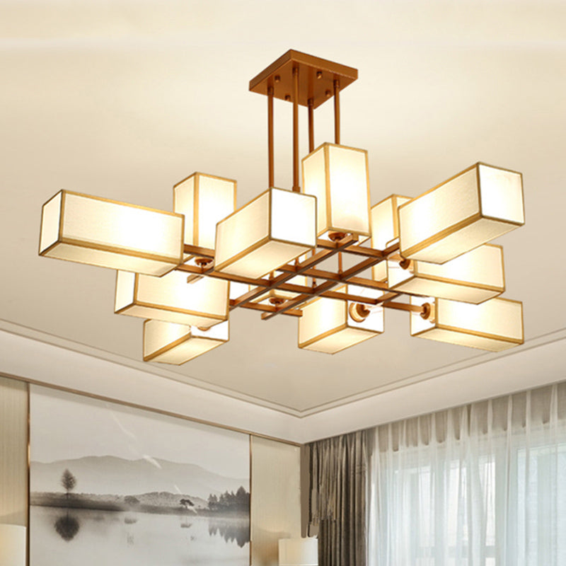 Traditional Rectangle Semi Flush Mount 8/10/12 Lights Metallic Ceiling Lighting in Black/Brass 12 Brass Clearhalo 'Ceiling Lights' 'Close To Ceiling Lights' 'Close to ceiling' 'Semi-flushmount' Lighting' 287118