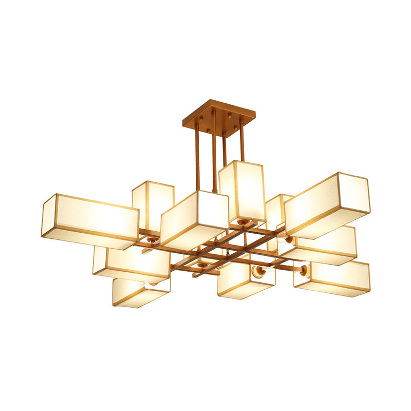 Traditional Rectangle Semi Flush Mount 8/10/12 Lights Metallic Ceiling Lighting in Black/Brass Clearhalo 'Ceiling Lights' 'Close To Ceiling Lights' 'Close to ceiling' 'Semi-flushmount' Lighting' 287120