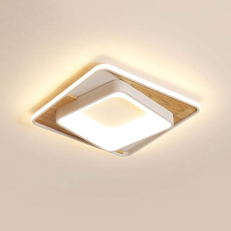 Acrylic Square Flush Mount Lighting Simple Style White 16"/19.5" Wide LED Ceiling Lamp White Clearhalo 'Ceiling Lights' 'Close To Ceiling Lights' 'Close to ceiling' 'Flush mount' Lighting' 287122