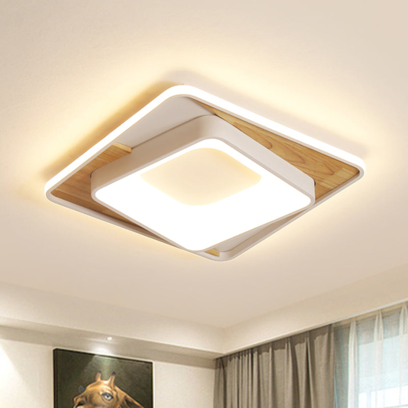 Acrylic Square Flush Mount Lighting Simple Style White 16"/19.5" Wide LED Ceiling Lamp Clearhalo 'Ceiling Lights' 'Close To Ceiling Lights' 'Close to ceiling' 'Flush mount' Lighting' 287123