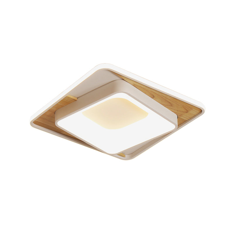 Acrylic Square Flush Mount Lighting Simple Style White 16"/19.5" Wide LED Ceiling Lamp Clearhalo 'Ceiling Lights' 'Close To Ceiling Lights' 'Close to ceiling' 'Flush mount' Lighting' 287125