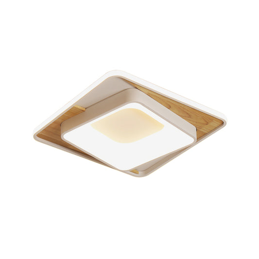 Acrylic Square Flush Mount Lighting Simple Style White 16"/19.5" Wide LED Ceiling Lamp Clearhalo 'Ceiling Lights' 'Close To Ceiling Lights' 'Close to ceiling' 'Flush mount' Lighting' 287125