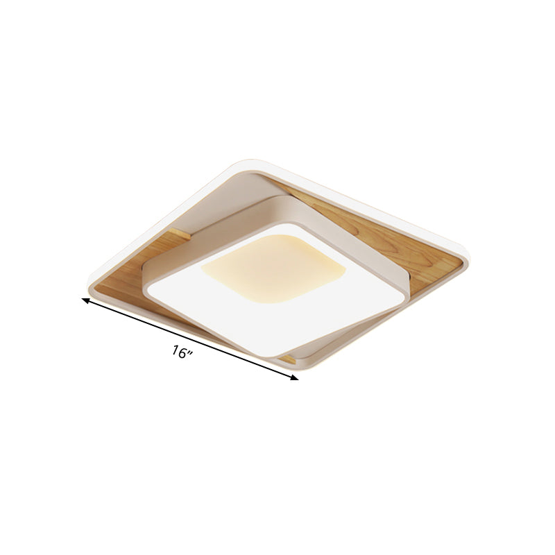 Acrylic Square Flush Mount Lighting Simple Style White 16"/19.5" Wide LED Ceiling Lamp Clearhalo 'Ceiling Lights' 'Close To Ceiling Lights' 'Close to ceiling' 'Flush mount' Lighting' 287126