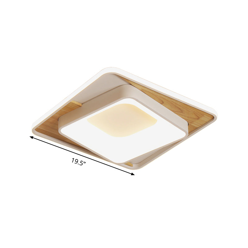 Acrylic Square Flush Mount Lighting Simple Style White 16"/19.5" Wide LED Ceiling Lamp Clearhalo 'Ceiling Lights' 'Close To Ceiling Lights' 'Close to ceiling' 'Flush mount' Lighting' 287127