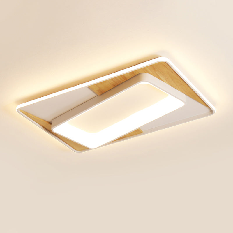 Minimalist Rectangle Acrylic Flush Mount LED Ceiling Light Fixture for Living Room in White White Clearhalo 'Ceiling Lights' 'Close To Ceiling Lights' 'Close to ceiling' 'Flush mount' Lighting' 287134