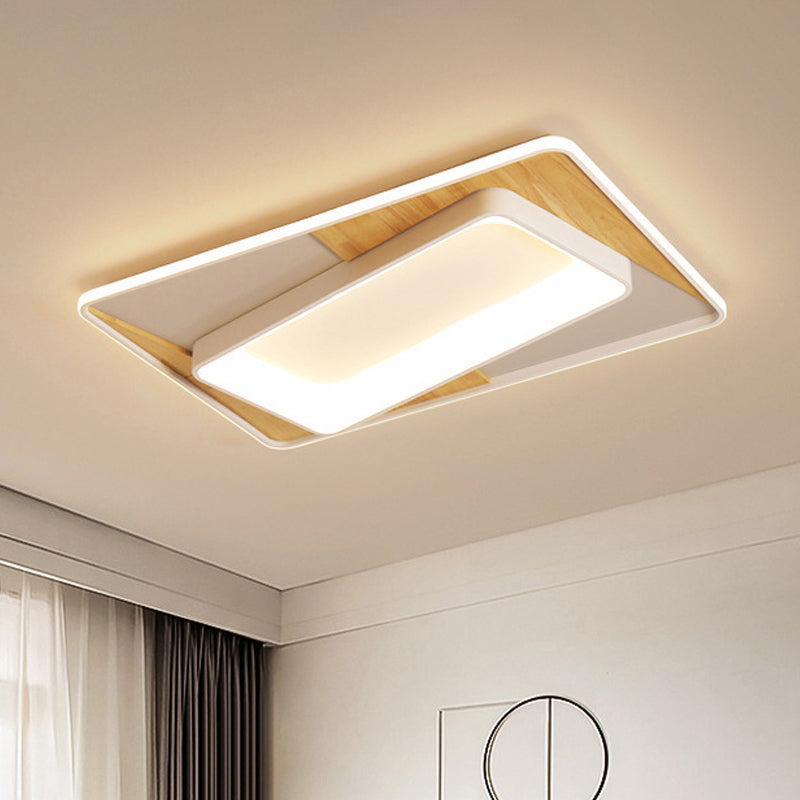 Minimalist Rectangle Acrylic Flush Mount LED Ceiling Light Fixture for Living Room in White Clearhalo 'Ceiling Lights' 'Close To Ceiling Lights' 'Close to ceiling' 'Flush mount' Lighting' 287135