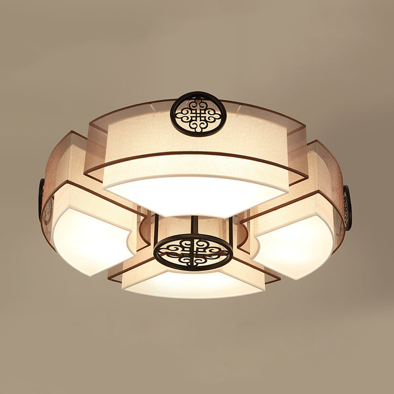 8 Lights Drum Flushmount Lighting Classic Brass/Black Fabric Flush Mount Light for Living Room Clearhalo 'Ceiling Lights' 'Close To Ceiling Lights' 'Close to ceiling' 'Flush mount' Lighting' 287149