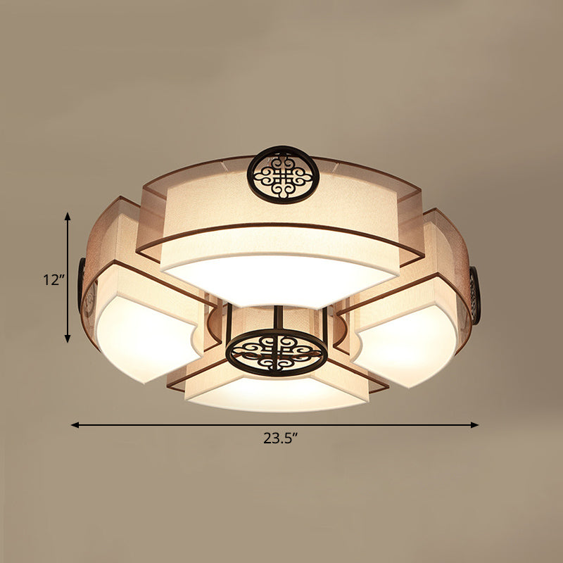 8 Lights Drum Flushmount Lighting Classic Brass/Black Fabric Flush Mount Light for Living Room Clearhalo 'Ceiling Lights' 'Close To Ceiling Lights' 'Close to ceiling' 'Flush mount' Lighting' 287150