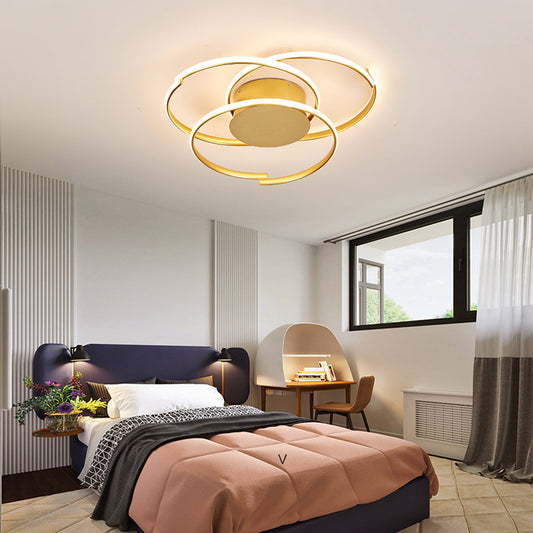 3 Rings Ceiling Mounted Light Modern Acrylic Gold 18"/21.5" Wide LED Flush Light in Warm/White Light Clearhalo 'Ceiling Lights' 'Close To Ceiling Lights' 'Close to ceiling' 'Semi-flushmount' Lighting' 287158