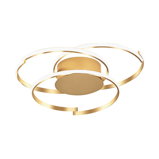 3 Rings Ceiling Mounted Light Modern Acrylic Gold 18"/21.5" Wide LED Flush Light in Warm/White Light Clearhalo 'Ceiling Lights' 'Close To Ceiling Lights' 'Close to ceiling' 'Semi-flushmount' Lighting' 287159