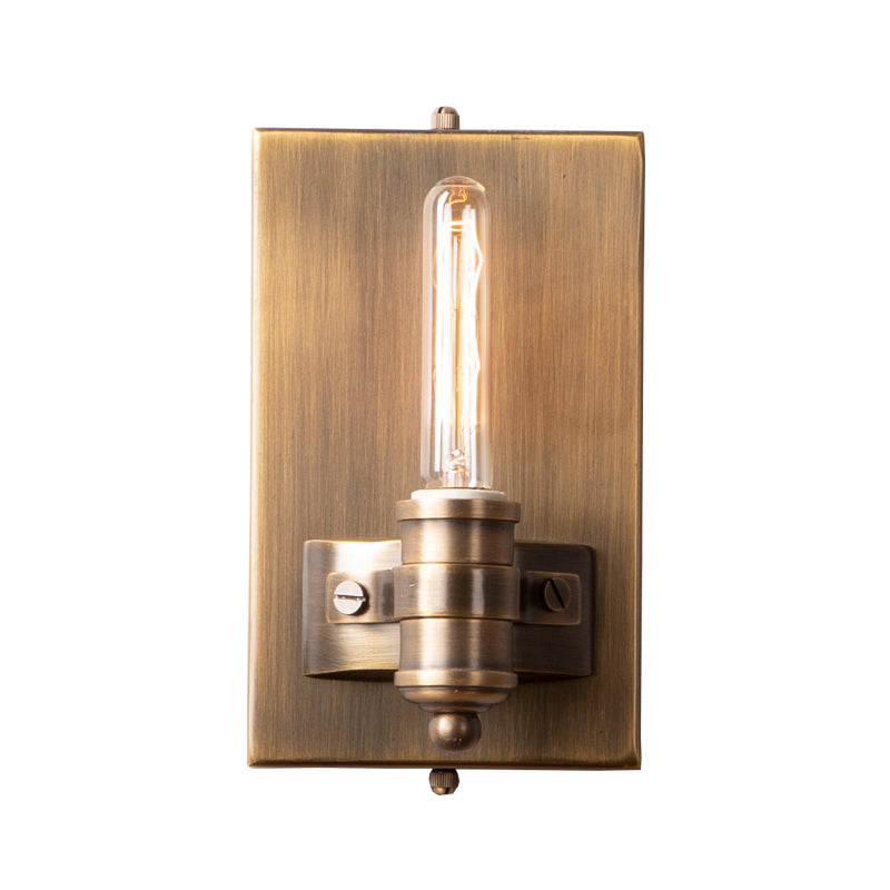 1/2 Heads Bare Bulb Sconce Lighting Vintage Bronze Metal Wall Mount Lamp Fixture with Rectangle Backplate Clearhalo 'Wall Lamps & Sconces' 'Wall Lights' Lighting' 287332