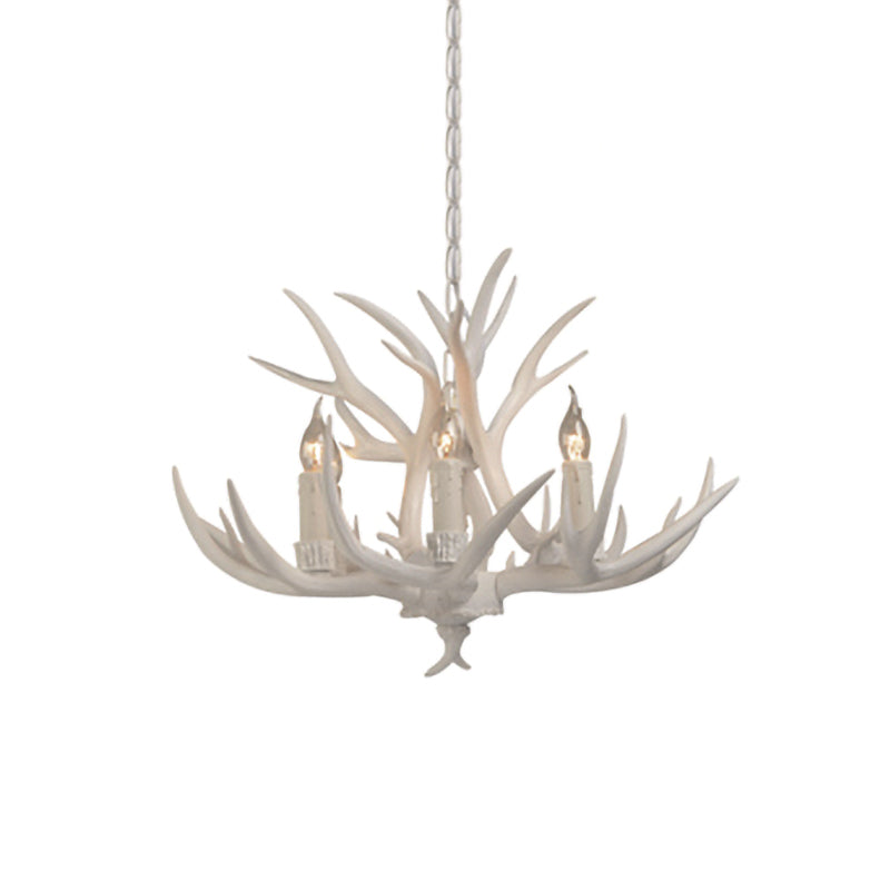 Resin White Chandelier Pendant Lighting Candelabra 4/6/8 Heads Rustic Hanging Ceiling Lamp Clearhalo 'Ceiling Lights' 'Chandeliers' Lighting' options 287390