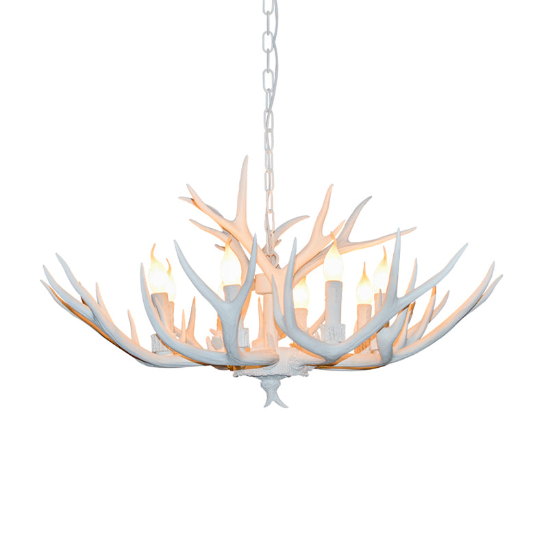 Resin White Chandelier Pendant Lighting Candelabra 4/6/8 Heads Rustic Hanging Ceiling Lamp Clearhalo 'Ceiling Lights' 'Chandeliers' Lighting' options 287395