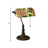 1 Light Bedside Table Lamp Tiffany Style Bronze Nightstand Light with Dragonfly Stained Glass Shade Clearhalo 'Lamps' 'Table Lamps' Lighting' 287475