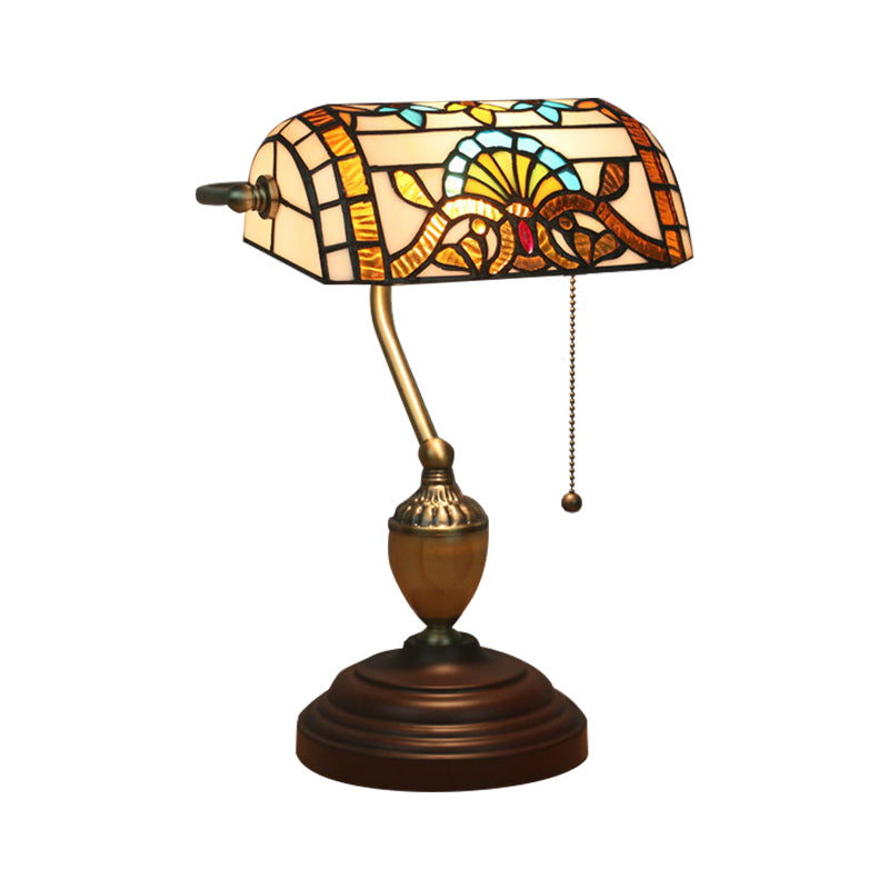 Tiffany Victorian/Mediterranean/Baroque Table Light 1 Light Stained Glass Nightstand in Brass for Bedroom Clearhalo 'Lamps' 'Table Lamps' Lighting' 287501