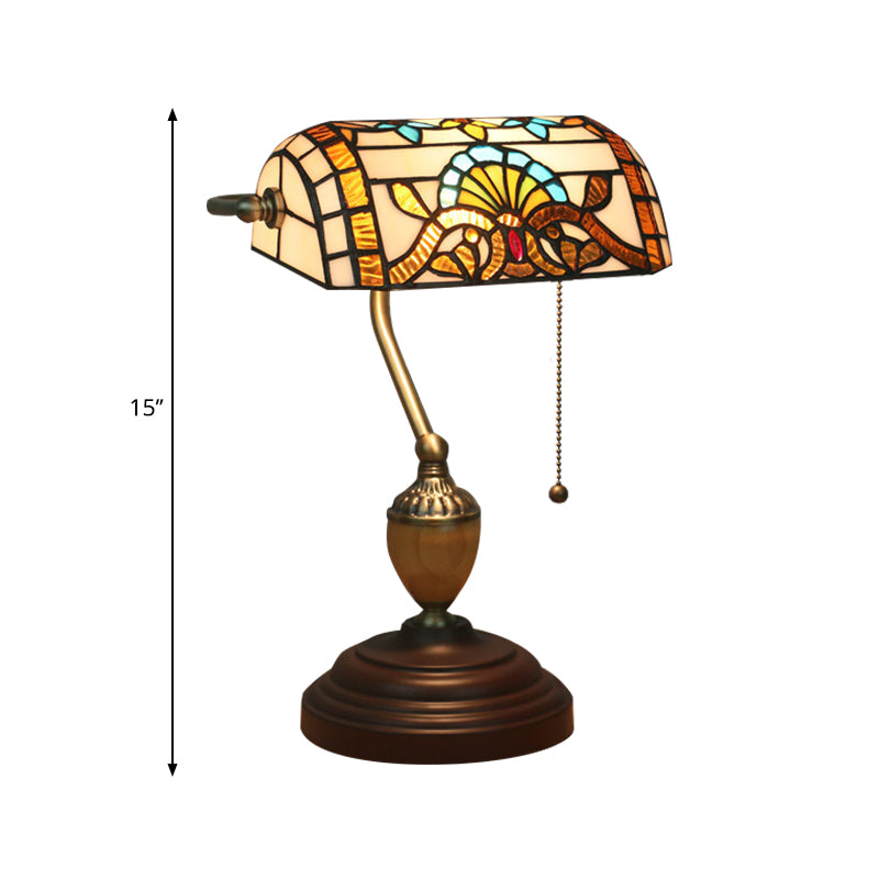 Tiffany Victorian/Mediterranean/Baroque Table Light 1 Light Stained Glass Nightstand in Brass for Bedroom Clearhalo 'Lamps' 'Table Lamps' Lighting' 287502