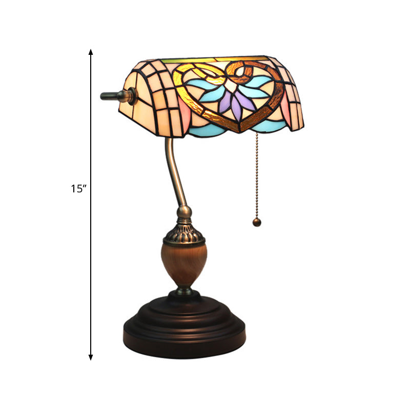 Tiffany Victorian/Mediterranean/Baroque Table Light 1 Light Stained Glass Nightstand in Brass for Bedroom Clearhalo 'Lamps' 'Table Lamps' Lighting' 287506