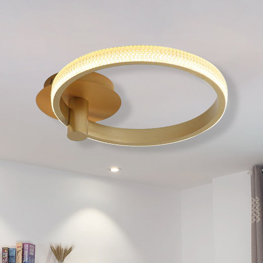 Minimalist LED Ceiling Ring Light 18"/22" W Acrylic Gold Bedroom Semi Flush Mount Lamp in Warm/White/Natural Light Clearhalo 'Ceiling Lights' 'Close To Ceiling Lights' 'Close to ceiling' 'Semi-flushmount' Lighting' 287557