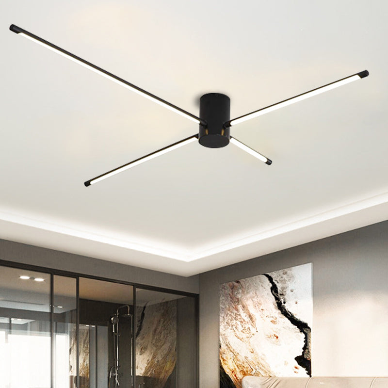 Simple Sputnik Acrylic Semi Mount Light 35.5"/39" W Black LED Ceiling Mount Light Fixture Clearhalo 'Ceiling Lights' 'Close To Ceiling Lights' 'Close to ceiling' 'Semi-flushmount' Lighting' 287563