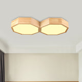 Octagon Twin Ceiling Light Fixture Nordic Natural Wood LED Bedroom Flush Mount Lamp Wood Clearhalo 'Ceiling Lights' 'Close To Ceiling Lights' 'Close to ceiling' 'Flush mount' Lighting' 287742