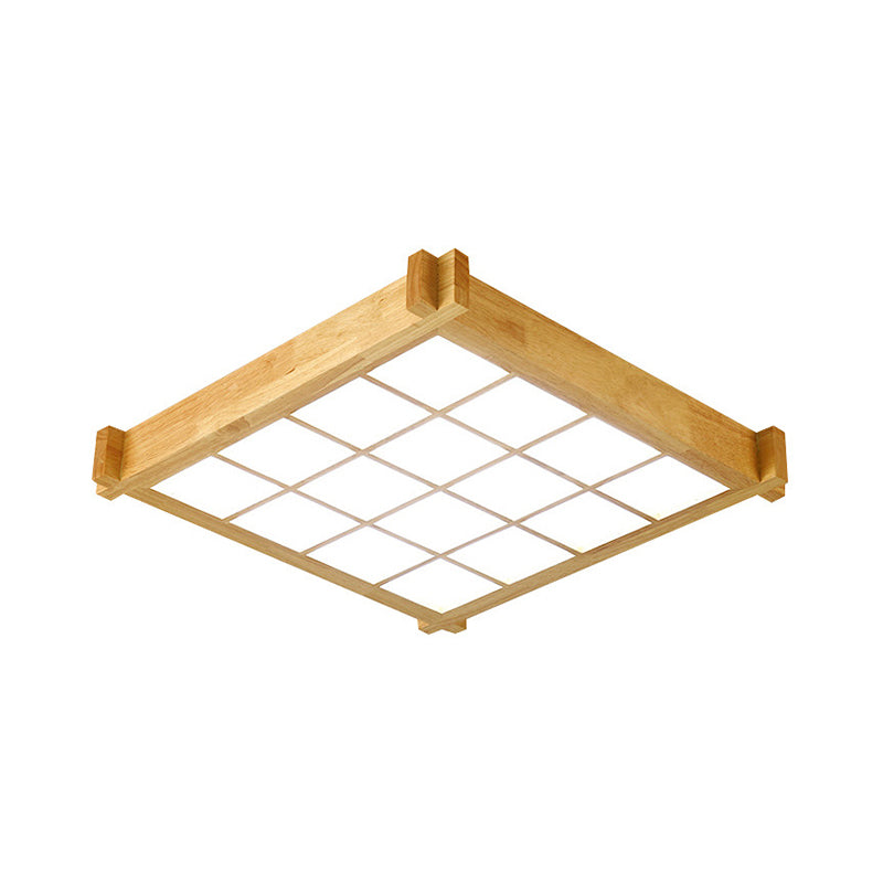 16.5"/20.5" W Chessboard Ceiling Flush Mount Contemporary Natural Wood LED Flush Lighting in Warm/White Light Clearhalo 'Ceiling Lights' 'Close To Ceiling Lights' 'Close to ceiling' 'Flush mount' Lighting' 287757