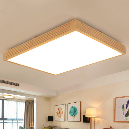 Rectangle Ceiling Flush Light Modernity Wooden LED Living Room Flushmount in Warm/White Light Clearhalo 'Ceiling Lights' 'Close To Ceiling Lights' 'Close to ceiling' 'Flush mount' Lighting' 287775