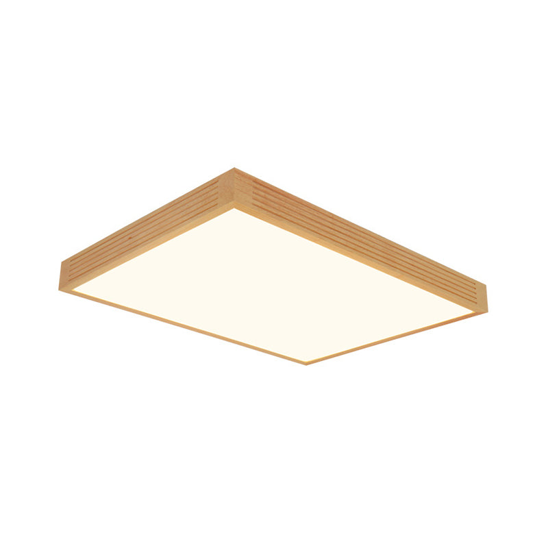 Rectangle Ceiling Flush Light Modernity Wooden LED Living Room Flushmount in Warm/White Light Clearhalo 'Ceiling Lights' 'Close To Ceiling Lights' 'Close to ceiling' 'Flush mount' Lighting' 287777