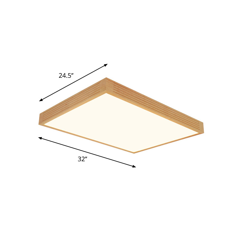 Rectangle Ceiling Flush Light Modernity Wooden LED Living Room Flushmount in Warm/White Light Clearhalo 'Ceiling Lights' 'Close To Ceiling Lights' 'Close to ceiling' 'Flush mount' Lighting' 287778