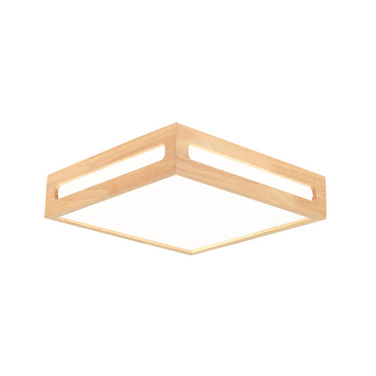 Minimalist LED Flush Light Acrylic Shade Natural Wood Square Box Ceiling Lighting in Warm/White Light Clearhalo 'Ceiling Lights' 'Close To Ceiling Lights' 'Close to ceiling' 'Flush mount' Lighting' 287787