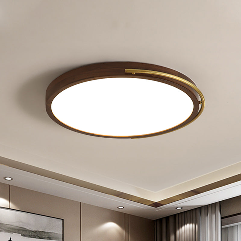 13"/17" Dia Brown Round Ceiling Light Fixture Simple LED Wooden Flush Mount Lamp Kit Brown Clearhalo 'Ceiling Lights' 'Close To Ceiling Lights' 'Close to ceiling' 'Flush mount' Lighting' 287789