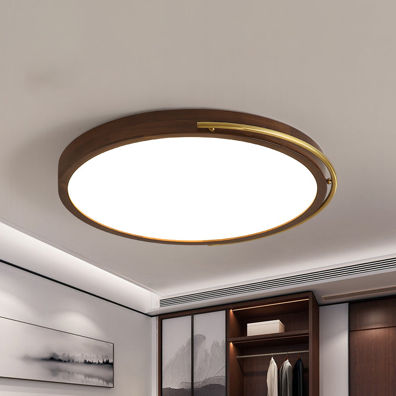 13"/17" Dia Brown Round Ceiling Light Fixture Simple LED Wooden Flush Mount Lamp Kit Clearhalo 'Ceiling Lights' 'Close To Ceiling Lights' 'Close to ceiling' 'Flush mount' Lighting' 287790