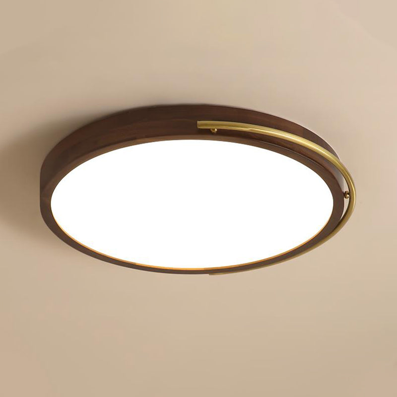 13"/17" Dia Brown Round Ceiling Light Fixture Simple LED Wooden Flush Mount Lamp Kit Clearhalo 'Ceiling Lights' 'Close To Ceiling Lights' 'Close to ceiling' 'Flush mount' Lighting' 287792