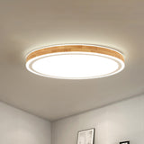 Nordic Dual Halo Ring Flush Mount Lamp 12"/15" Dia Wooden LED Corridor Ceiling Lighting in Beige Clearhalo 'Ceiling Lights' 'Close To Ceiling Lights' 'Close to ceiling' 'Flush mount' Lighting' 287804