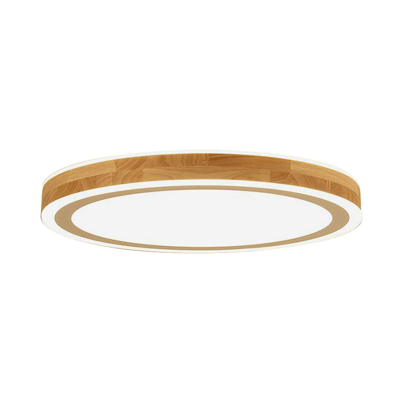 Nordic Dual Halo Ring Flush Mount Lamp 12"/15" Dia Wooden LED Corridor Ceiling Lighting in Beige Clearhalo 'Ceiling Lights' 'Close To Ceiling Lights' 'Close to ceiling' 'Flush mount' Lighting' 287806