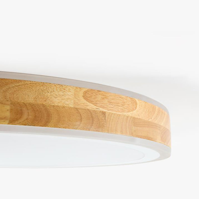 Nordic Dual Halo Ring Flush Mount Lamp 12"/15" Dia Wooden LED Corridor Ceiling Lighting in Beige Clearhalo 'Ceiling Lights' 'Close To Ceiling Lights' 'Close to ceiling' 'Flush mount' Lighting' 287809