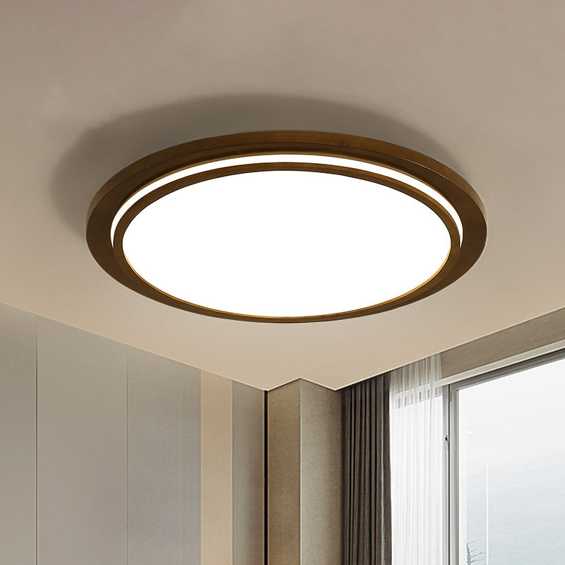 Brown Dish Ceiling Light Modernity 15"/18"/23" Dia LED Wood Flush Mount Fixture in Natural Light Brown Clearhalo 'Ceiling Lights' 'Close To Ceiling Lights' 'Close to ceiling' 'Flush mount' Lighting' 287810