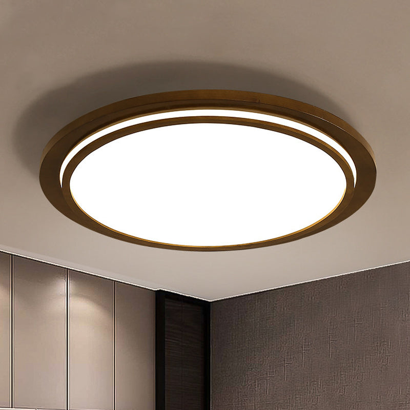 Brown Dish Ceiling Light Modernity 15"/18"/23" Dia LED Wood Flush Mount Fixture in Natural Light Clearhalo 'Ceiling Lights' 'Close To Ceiling Lights' 'Close to ceiling' 'Flush mount' Lighting' 287811