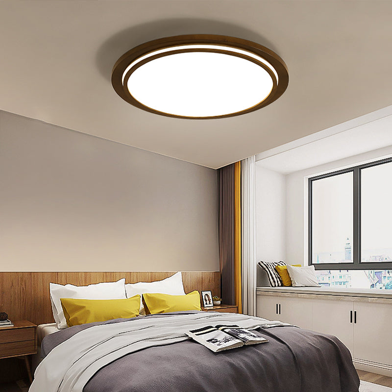 Brown Dish Ceiling Light Modernity 15"/18"/23" Dia LED Wood Flush Mount Fixture in Natural Light Clearhalo 'Ceiling Lights' 'Close To Ceiling Lights' 'Close to ceiling' 'Flush mount' Lighting' 287812